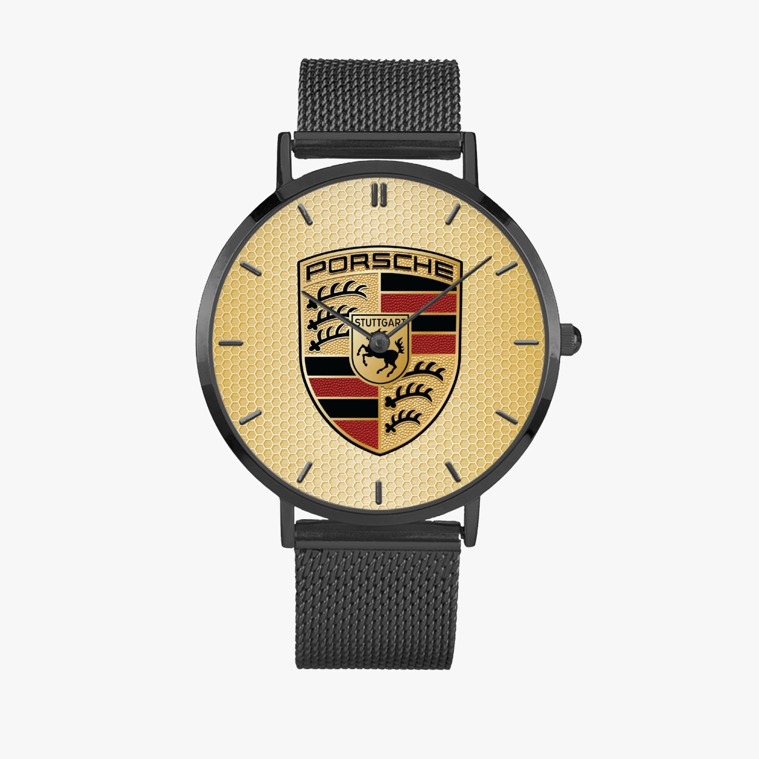 Shield Yellow Hexomesh Stainless Steel Quartz Watch (With Indicators)