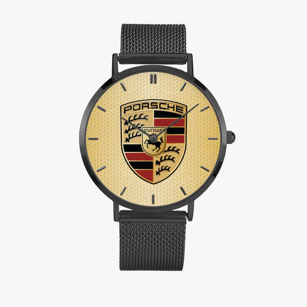 Shield Yellow Hexomesh Stainless Steel Quartz Watch (With Indicators)