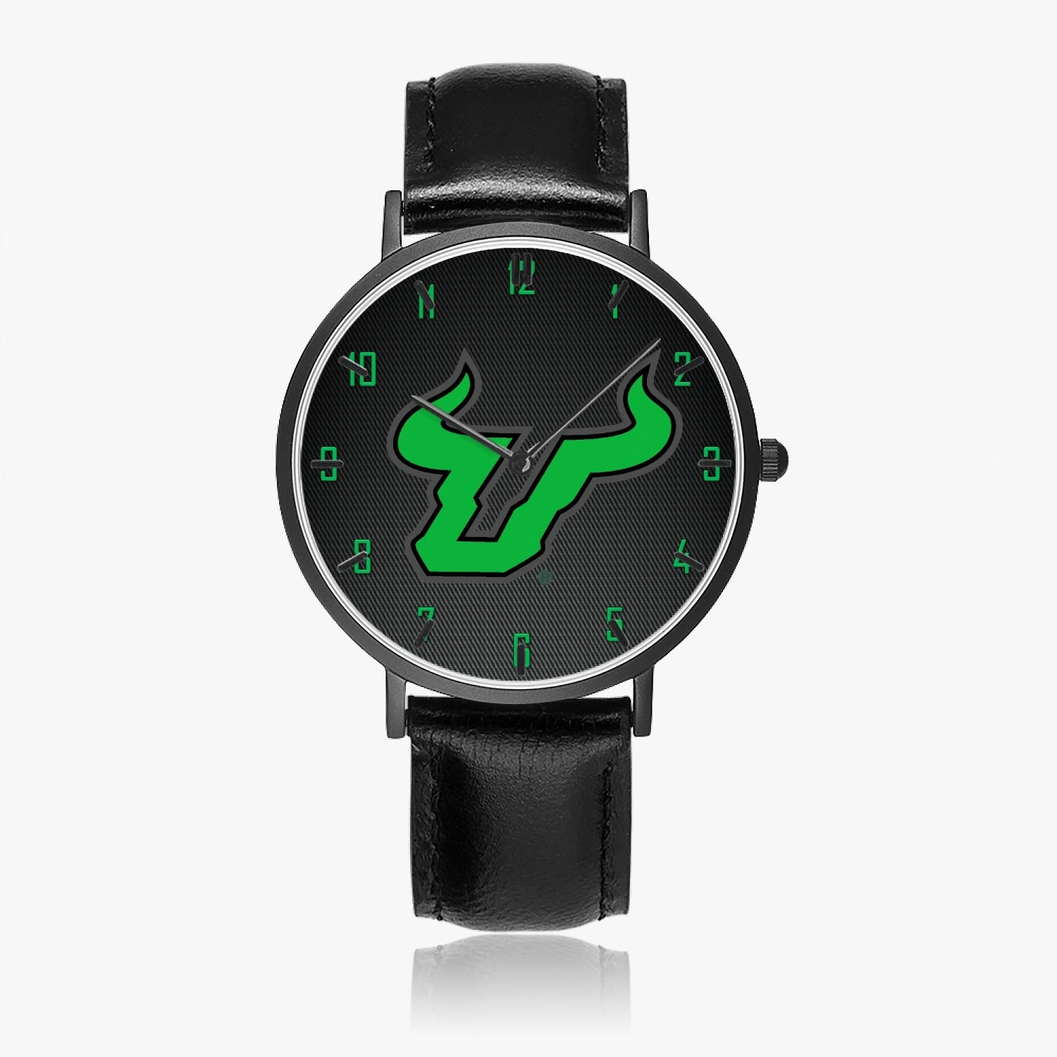 163. Hot Selling Ultra-Thin Leather Strap Quartz Watch (Black With Indicators)