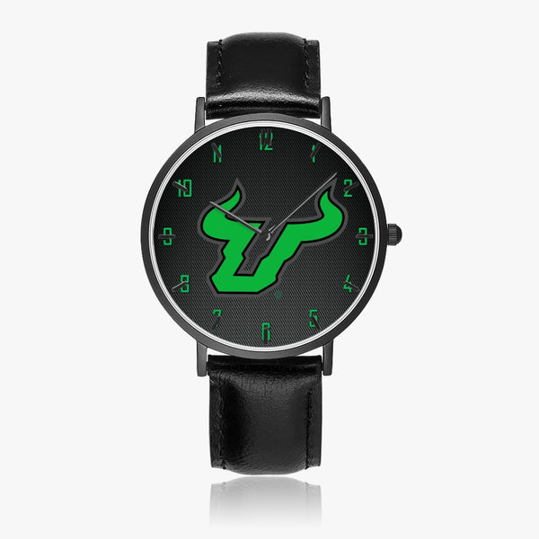 163. Hot Selling Ultra-Thin Leather Strap Quartz Watch (Black With Indicators)