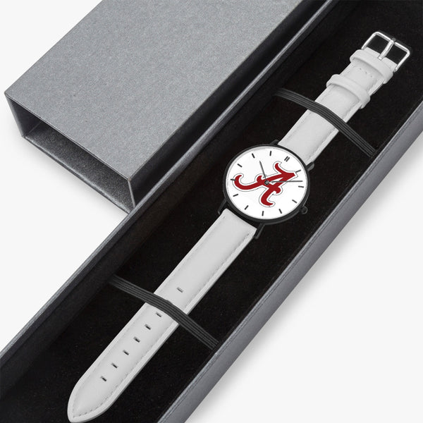 BigA Outline Leather Strap Quartz Watch (Black With Indicators)