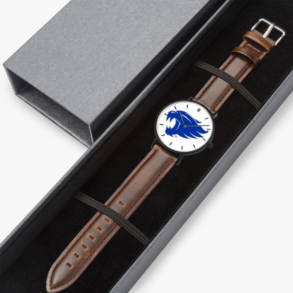 163. Hot Selling Ultra-Thin Leather Strap Quartz Watch (Black With Indicators)