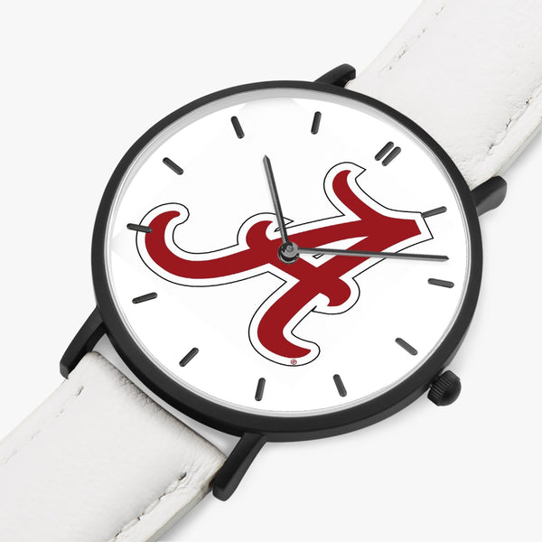 BigA Outline Leather Strap Quartz Watch (Black With Indicators)
