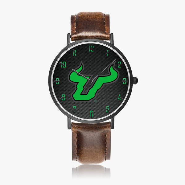 163. Hot Selling Ultra-Thin Leather Strap Quartz Watch (Black With Indicators)