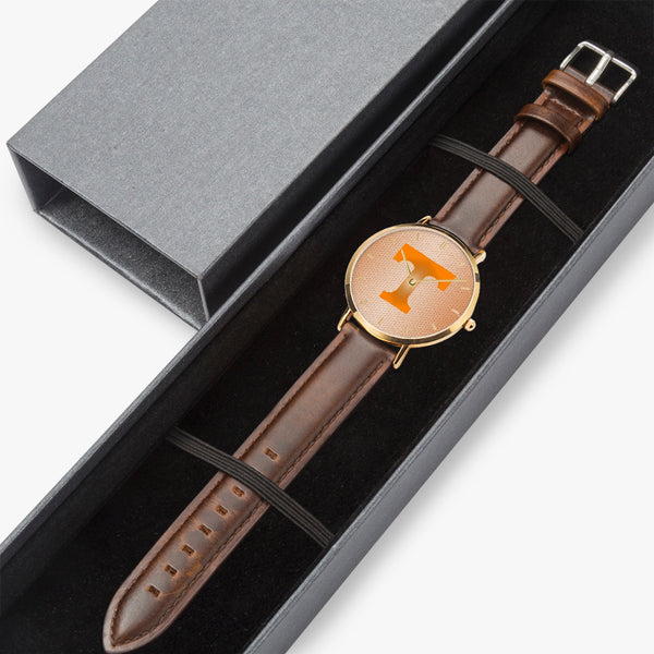 BigT Hexomesh Leather Strap Quartz Watch (Rose Gold With Indicators)
