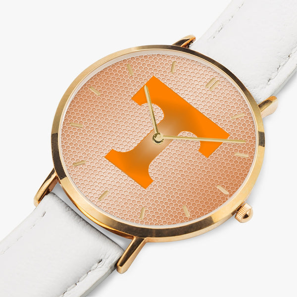 BigT Hexomesh Leather Strap Quartz Watch (Rose Gold With Indicators)
