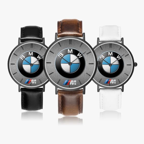 163. Hot Selling Ultra-Thin Leather Strap Quartz Watch (Black With Indicators)