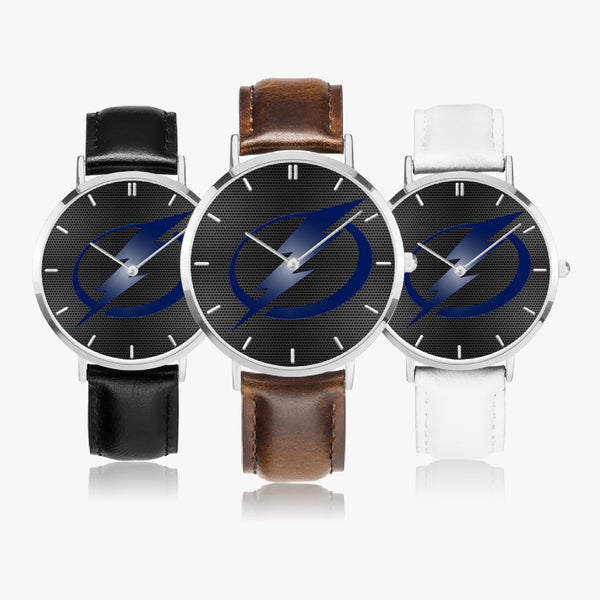 Bolts Blue Carbon Leather Strap Quartz Watch