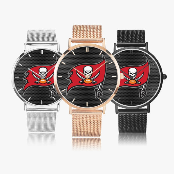 Bucs Skull Flag Carbon Stainless Steel Quartz Watch