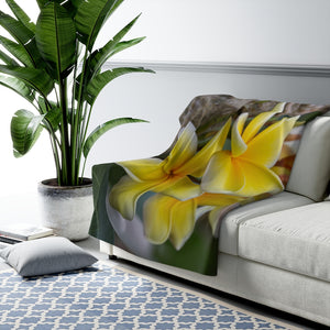 "My Sweet Plumeria" Sherpa Fleece Blanket