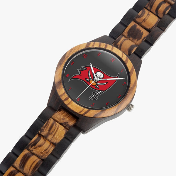 Skull Flag Red Numbers Indian Ebony Wooden Watch