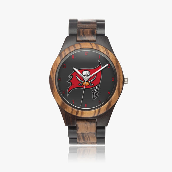 Skull Flag Red Numbers Indian Ebony Wooden Watch