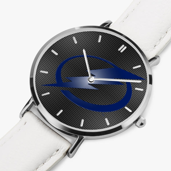 Bolts Blue Carbon Leather Strap Quartz Watch