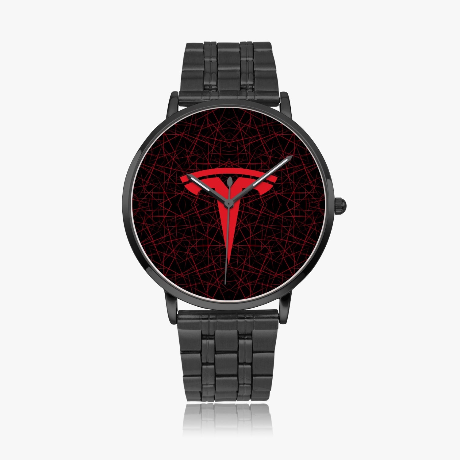 RedT Black with Red Lines Steel Strap Quartz watch
