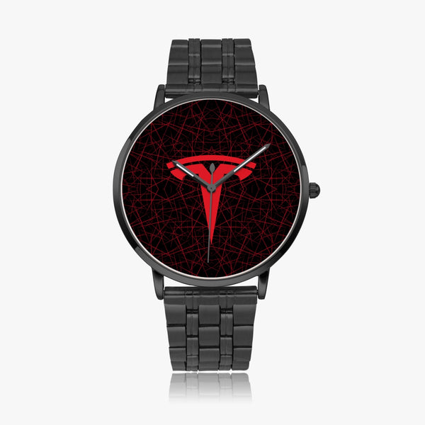 RedT Black with Red Lines Steel Strap Quartz watch