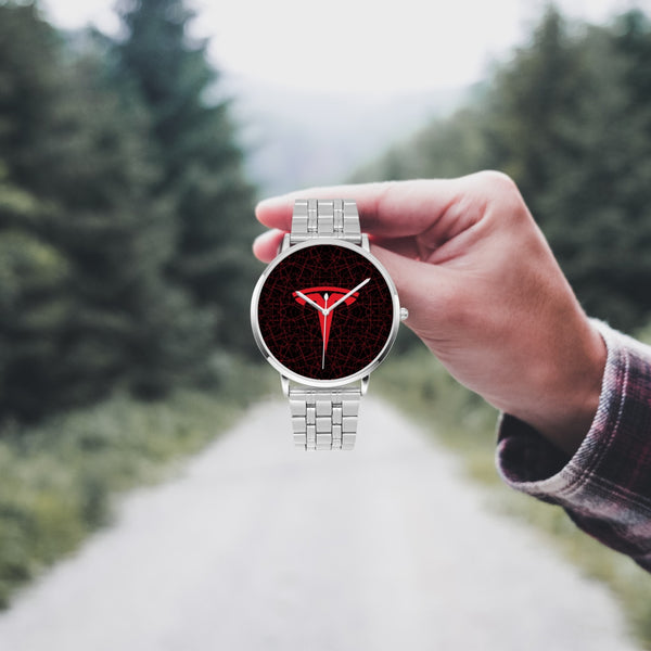 RedT Black with Red Lines Steel Strap Quartz watch