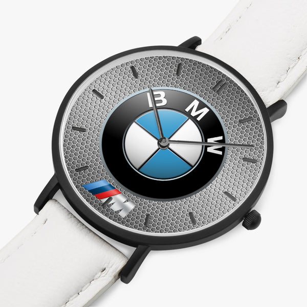 163. Hot Selling Ultra-Thin Leather Strap Quartz Watch (Black With Indicators)