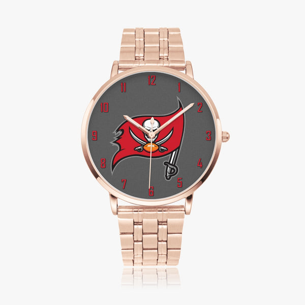 Skull Flag Red Numbers Steel Strap Quartz watch