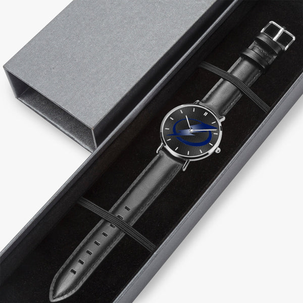 Bolts Blue Carbon Leather Strap Quartz Watch