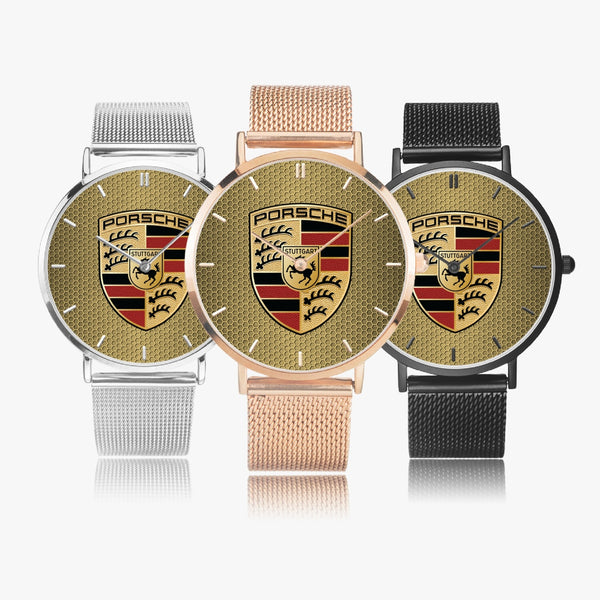 Shield Gold Hexomesh Stainless Steel Quartz Watch (With Indicators)