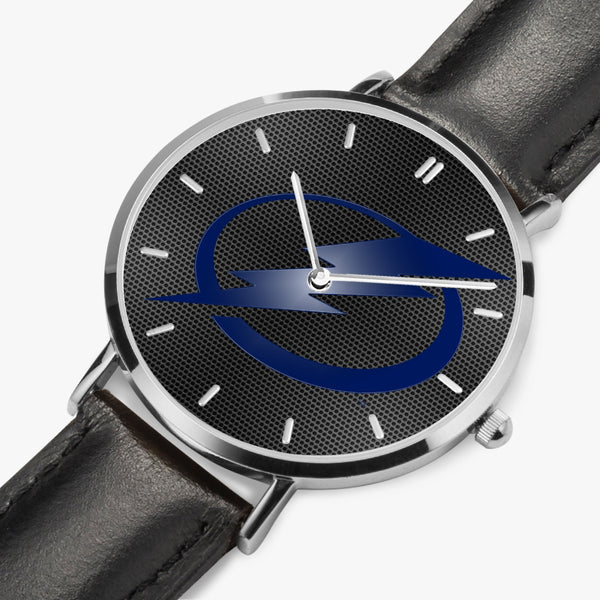 Bolts Blue Carbon Leather Strap Quartz Watch