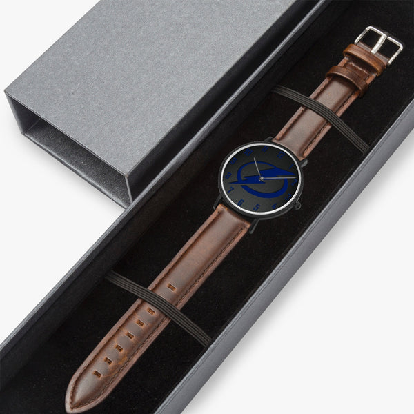 160. Hot Selling Ultra-Thin Leather Strap Quartz Watch (Black)
