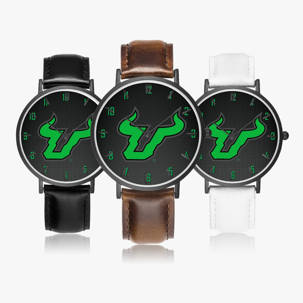 163. Hot Selling Ultra-Thin Leather Strap Quartz Watch (Black With Indicators)