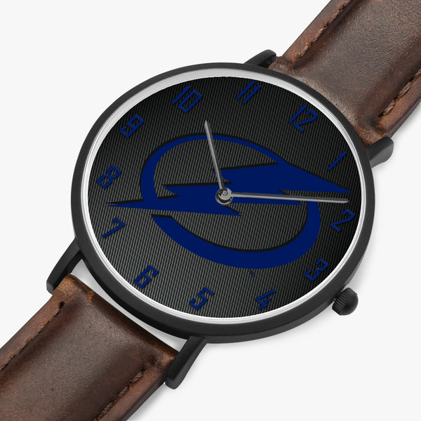 160. Hot Selling Ultra-Thin Leather Strap Quartz Watch (Black)