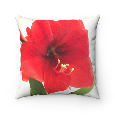 "Amaryllis Kiss" Faux Suede Square Pillow