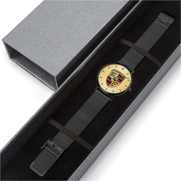 Shield Yellow Hexomesh Stainless Steel Quartz Watch (With Indicators)