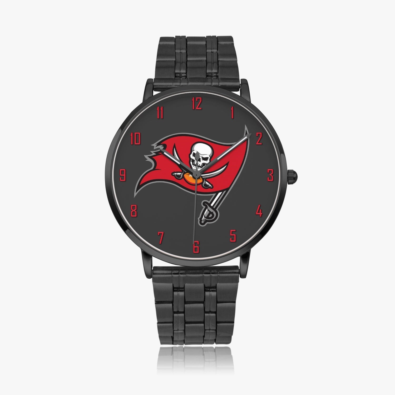 Skull Flag Red Numbers Steel Strap Quartz watch