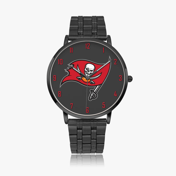 Skull Flag Red Numbers Steel Strap Quartz watch