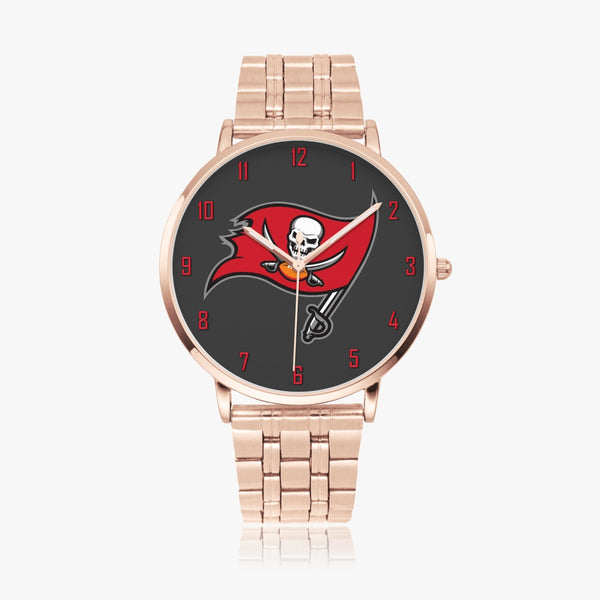 Skull Flag Red Numbers Steel Strap Quartz watch