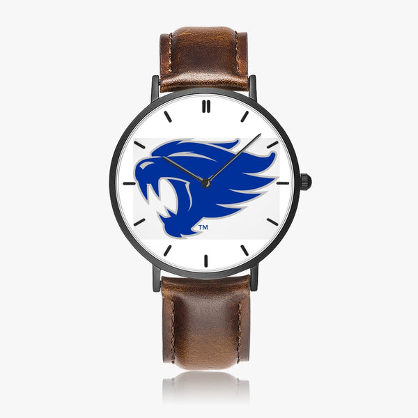 163. Hot Selling Ultra-Thin Leather Strap Quartz Watch (Black With Indicators)