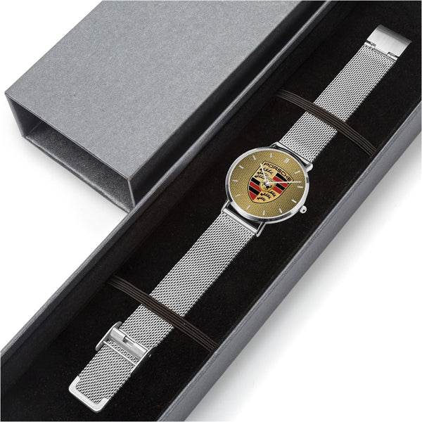 Shield Gold Hexomesh Stainless Steel Quartz Watch (With Indicators)