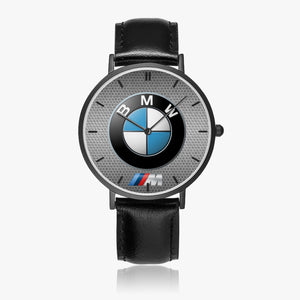 163. Hot Selling Ultra-Thin Leather Strap Quartz Watch (Black With Indicators)