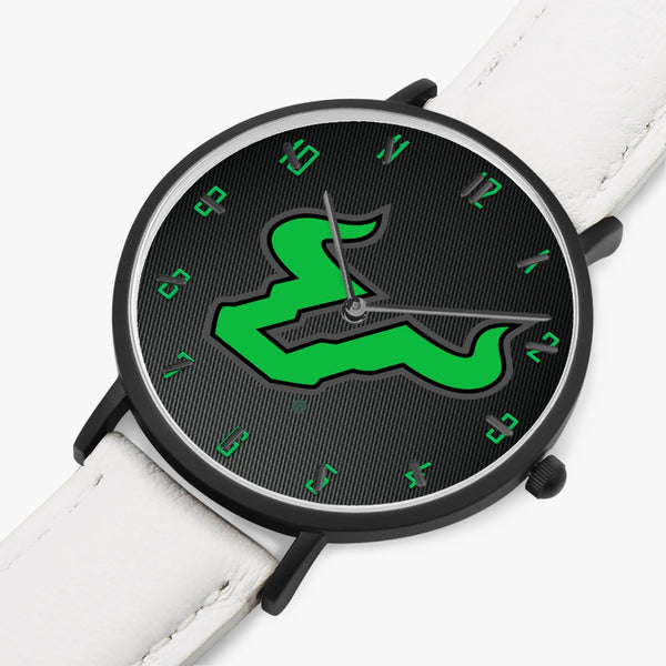 163. Hot Selling Ultra-Thin Leather Strap Quartz Watch (Black With Indicators)