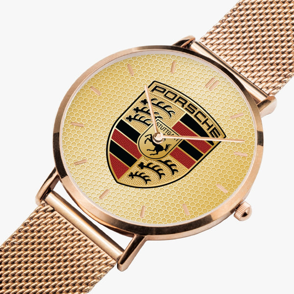 Shield Yellow Hexomesh Stainless Steel Quartz Watch (With Indicators)