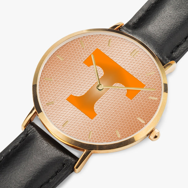 BigT Hexomesh Leather Strap Quartz Watch (Rose Gold With Indicators)