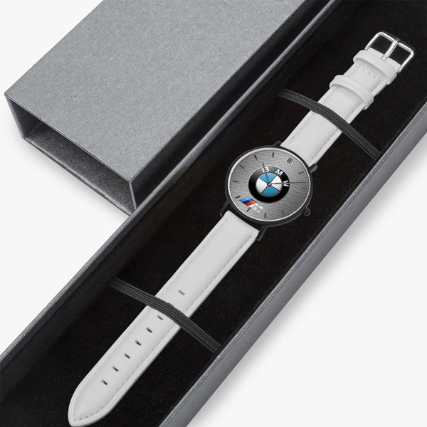 BMW Hexomesh M Leather Strap Quartz Watch (Black With Indicators)