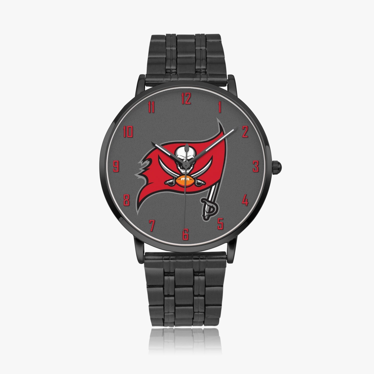 Skull Flag Red Numbers Steel Strap Quartz watch