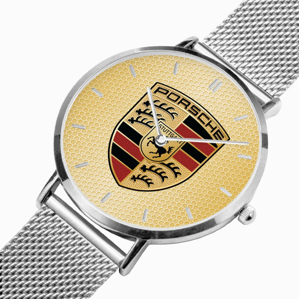 Shield Yellow Hexomesh Stainless Steel Quartz Watch (With Indicators)