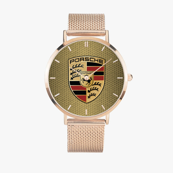 Shield Gold Hexomesh Stainless Steel Quartz Watch (With Indicators)