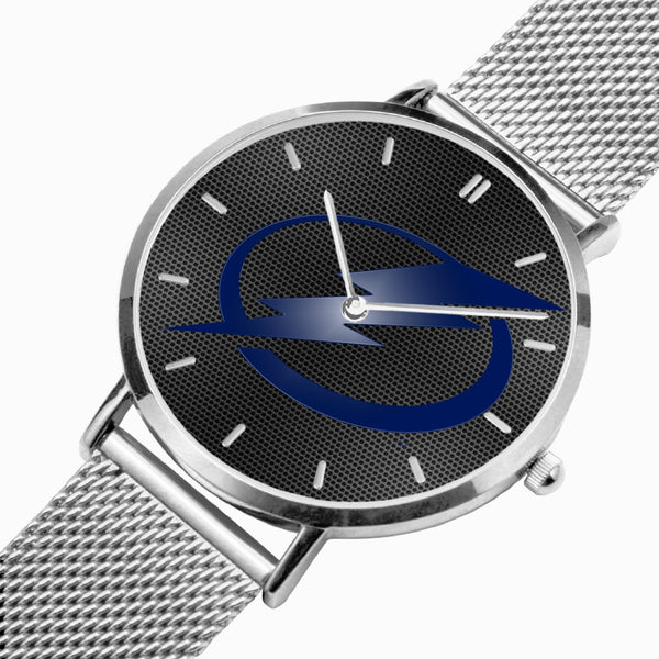 Bolts Blue Carbon Leather Strap Quartz Watch