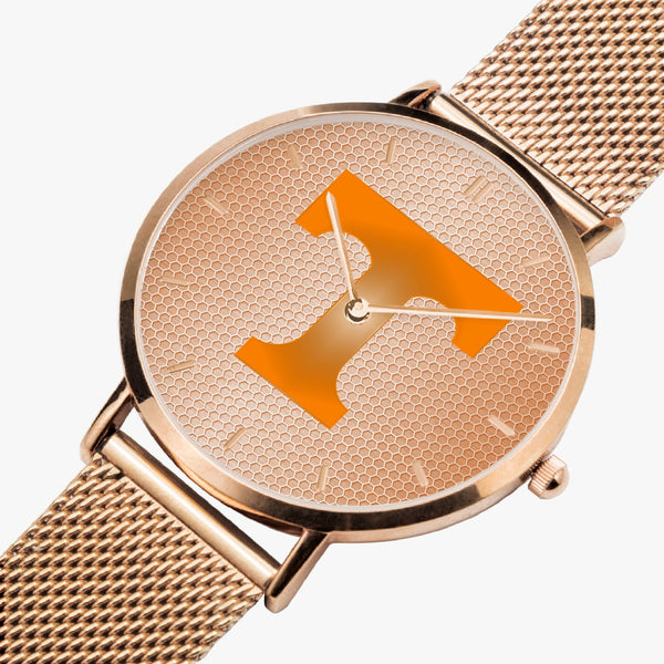 BigT Hexomesh Orange Stainless Steel Quartz Watch