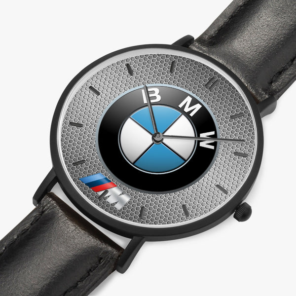 163. Hot Selling Ultra-Thin Leather Strap Quartz Watch (Black With Indicators)