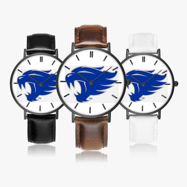 163. Hot Selling Ultra-Thin Leather Strap Quartz Watch (Black With Indicators)