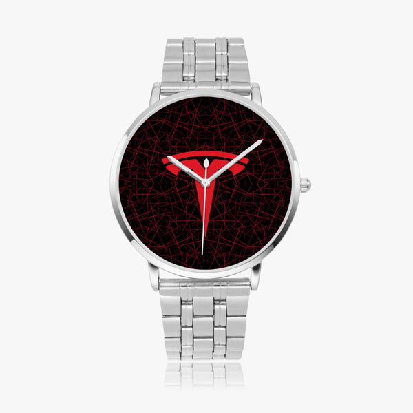 RedT Black with Red Lines Steel Strap Quartz watch
