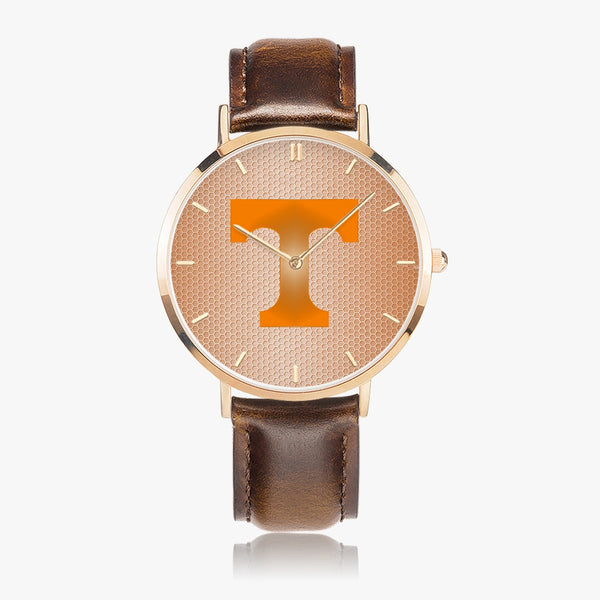 BigT Hexomesh Leather Strap Quartz Watch (Rose Gold With Indicators)