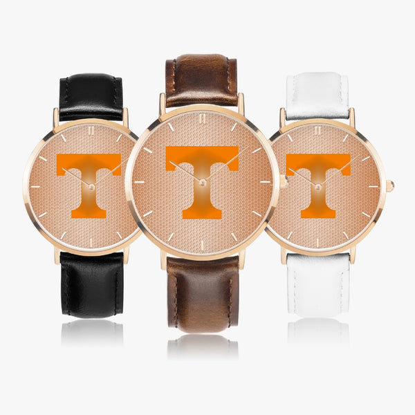 BigT Hexomesh Leather Strap Quartz Watch (Rose Gold With Indicators)